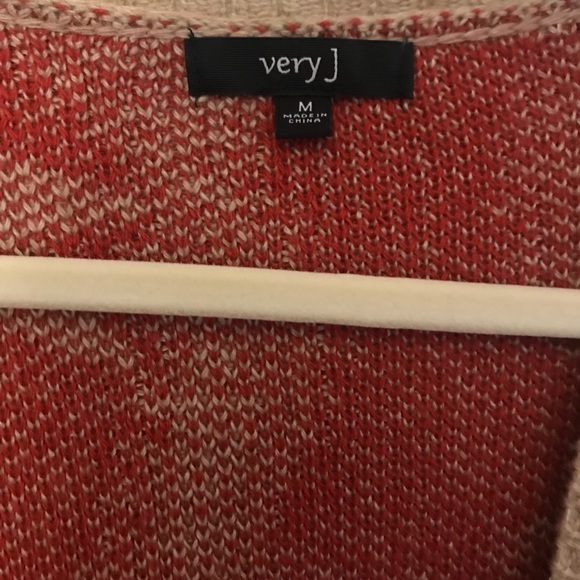 Very J Beige Open Cardigan Swester with Red Splatter Star Decor - Picture 2 of 4